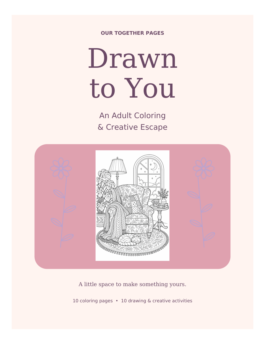 Drawn to You adult coloring and drawing book cover